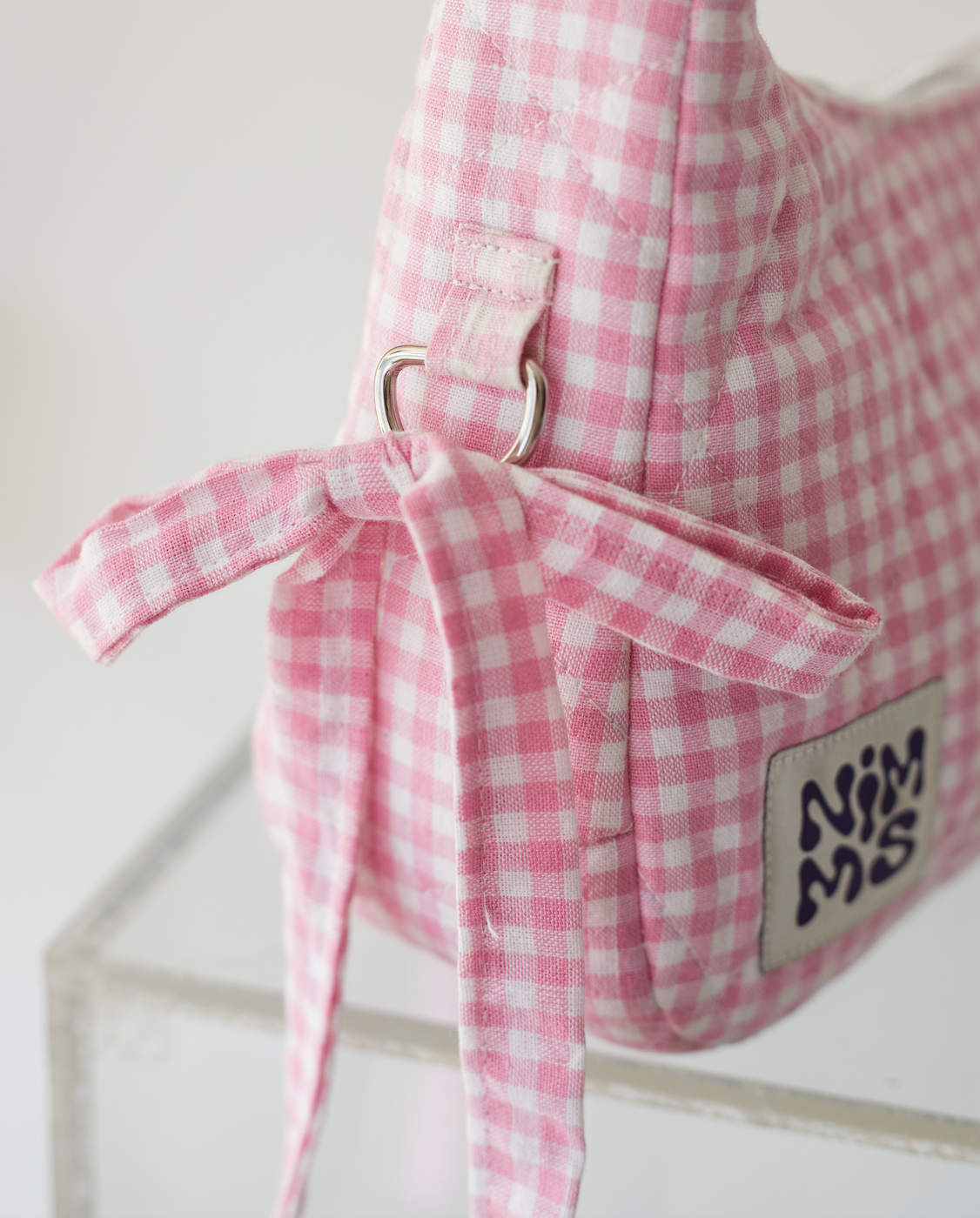 Pink Gingham Mini Bag - Bows