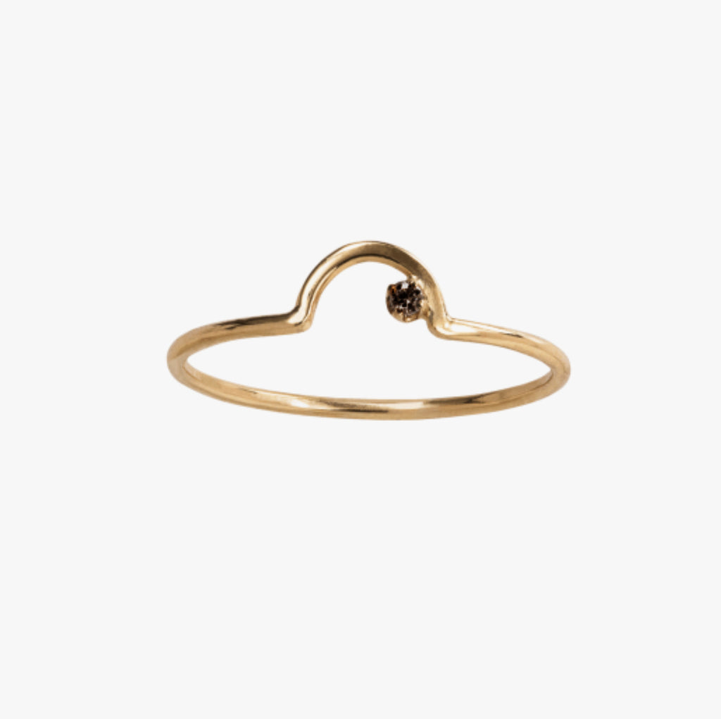 Gold Arc Lineage Ring - Black Diamond