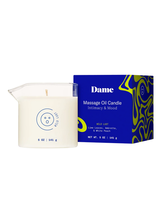 Dame massage oil candle available at Ease Toronto