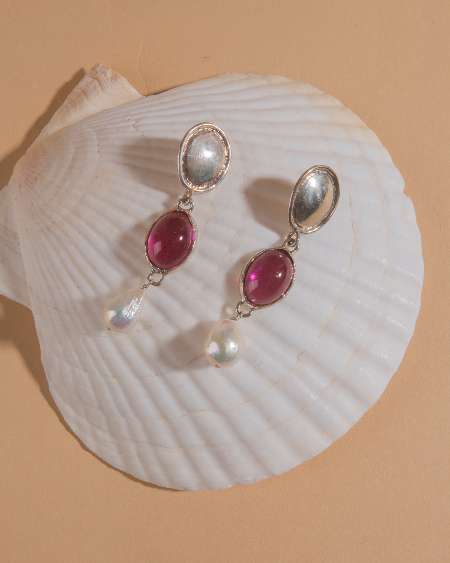 Sirena Earrings - Silver Fuchsia