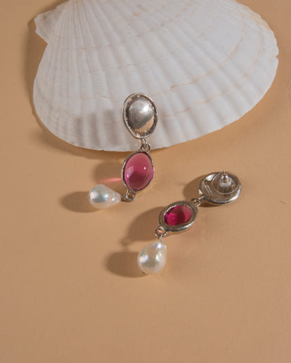 Sirena Earrings - Silver Fuchsia