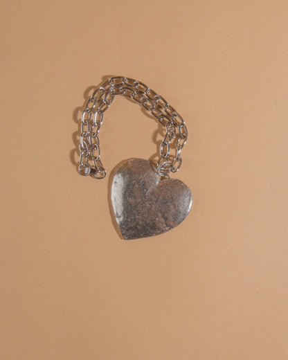 Silver-tone heart necklace on cable chain