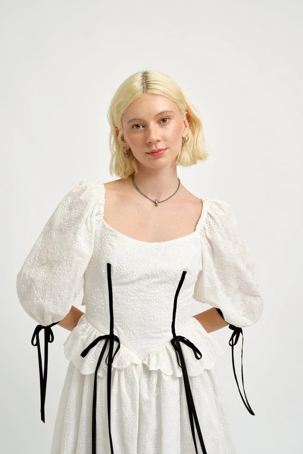 Pascale Dress - White Eyelet