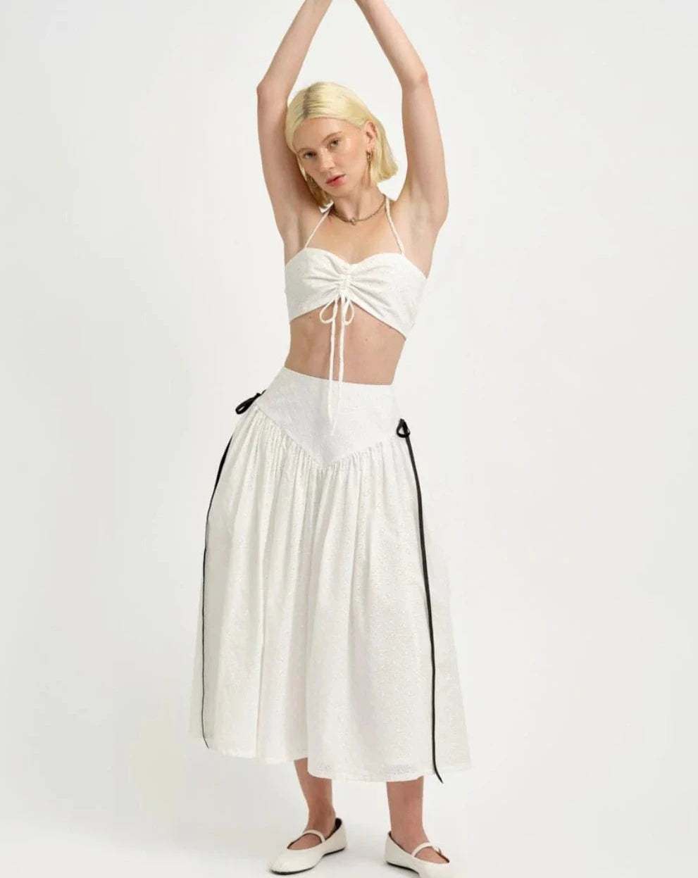 Lucille Eyelet Skirt- White