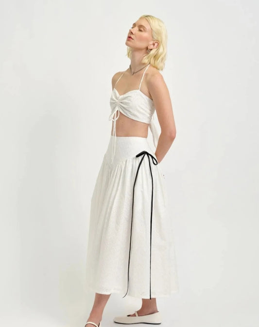 Lucille Eyelet Skirt- White