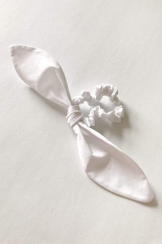 Bow Tie Bunni Scrunchie - White Cotton
