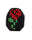 Fully beaded ring with symbol of red rose with green stem on a black background