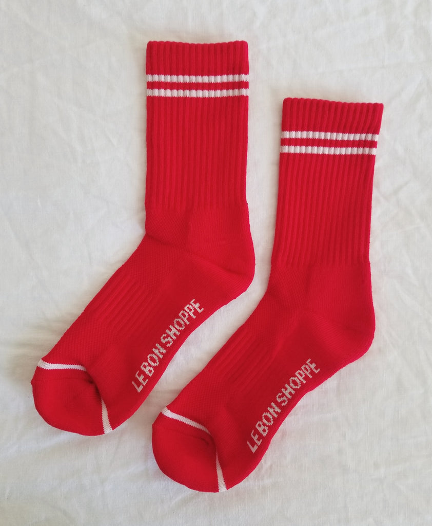 Le Bon Shoppe Boyfriend Socks in Red. Available at EASE Toronto.