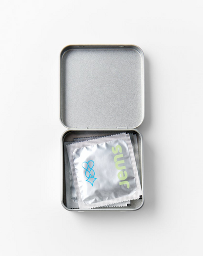 Jems condom tin available at Ease Toronto