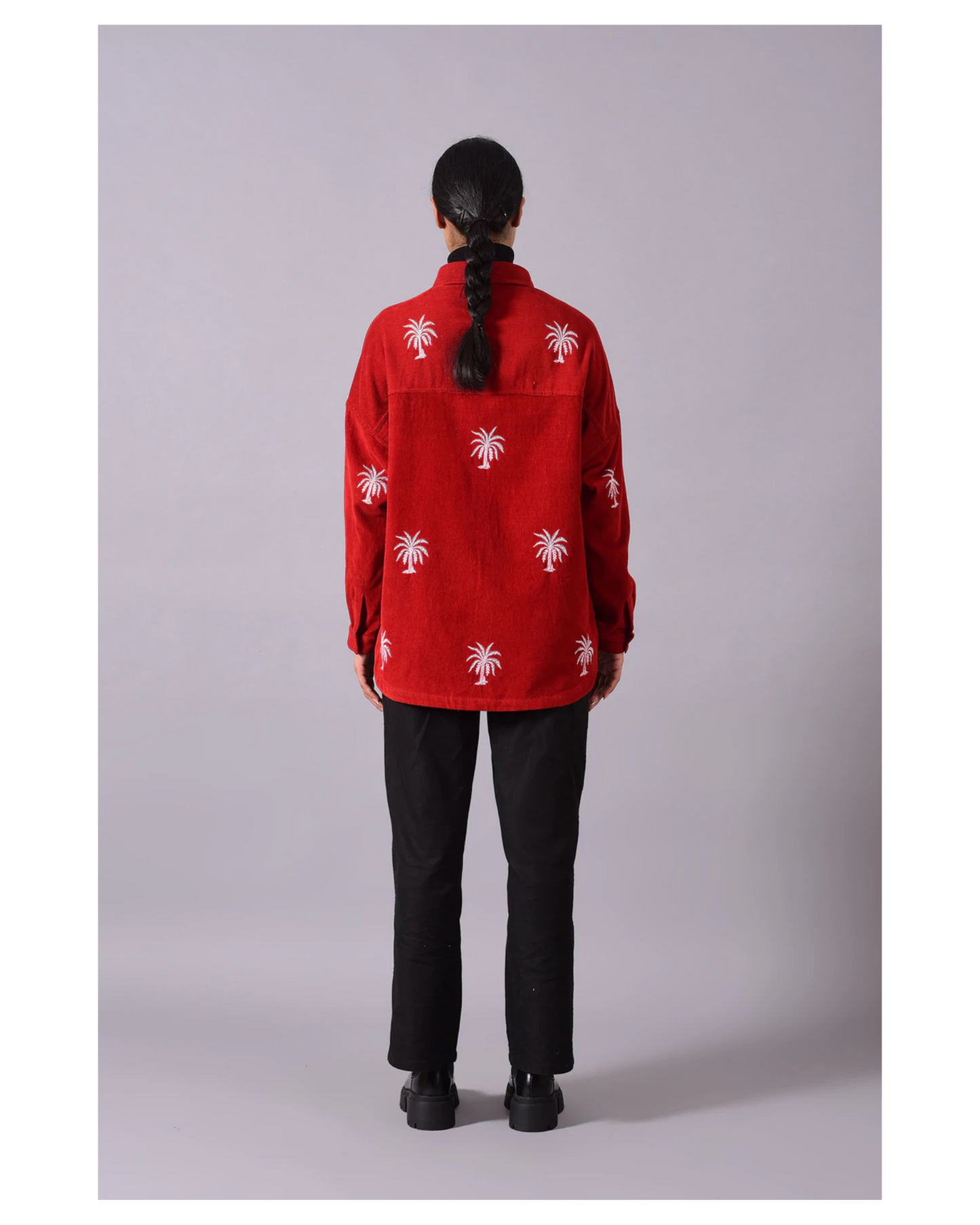 Palm Tree Cord Shirt - Red