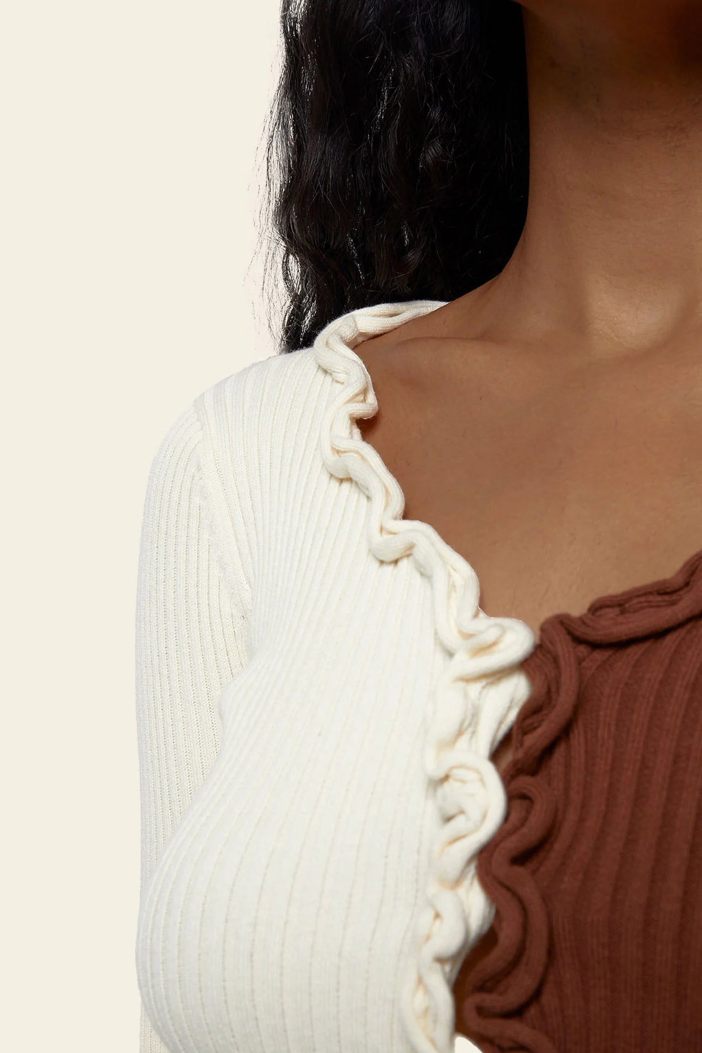 Charlie Ruffle Knit Top – Cafe Au Lait