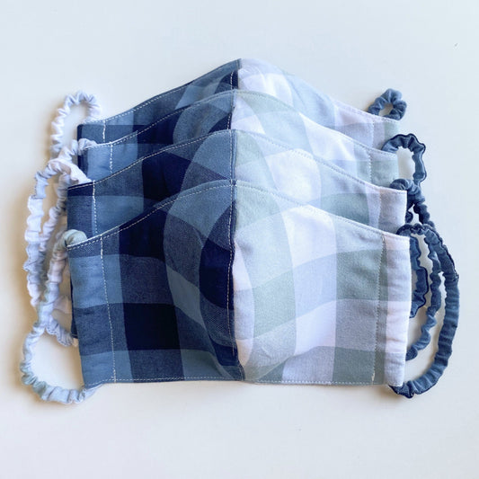 Gingham Mask - Fog/Indigo