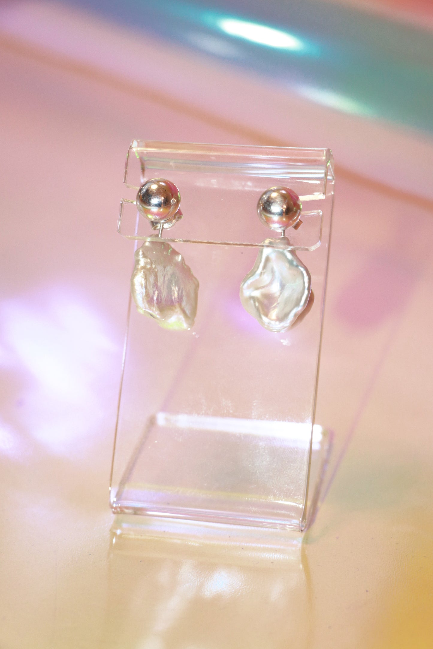 Galene Earrings - Silver & Keshi Pearl