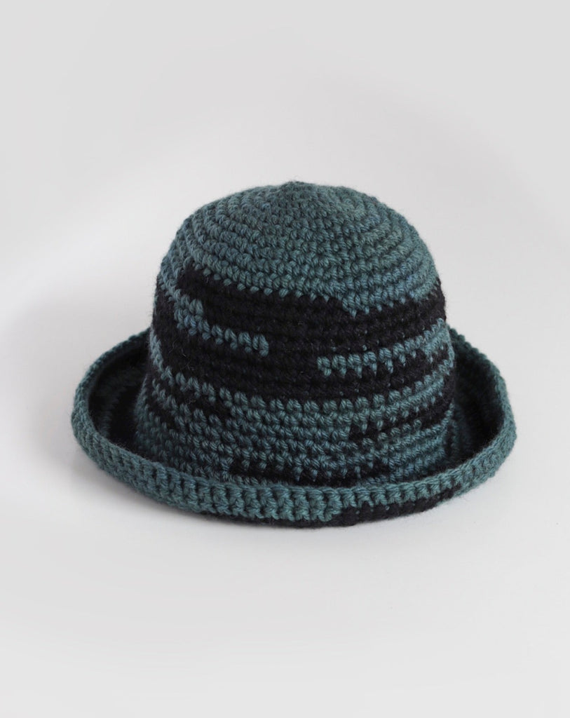 Crochet Bucket Hat - Teal & Black