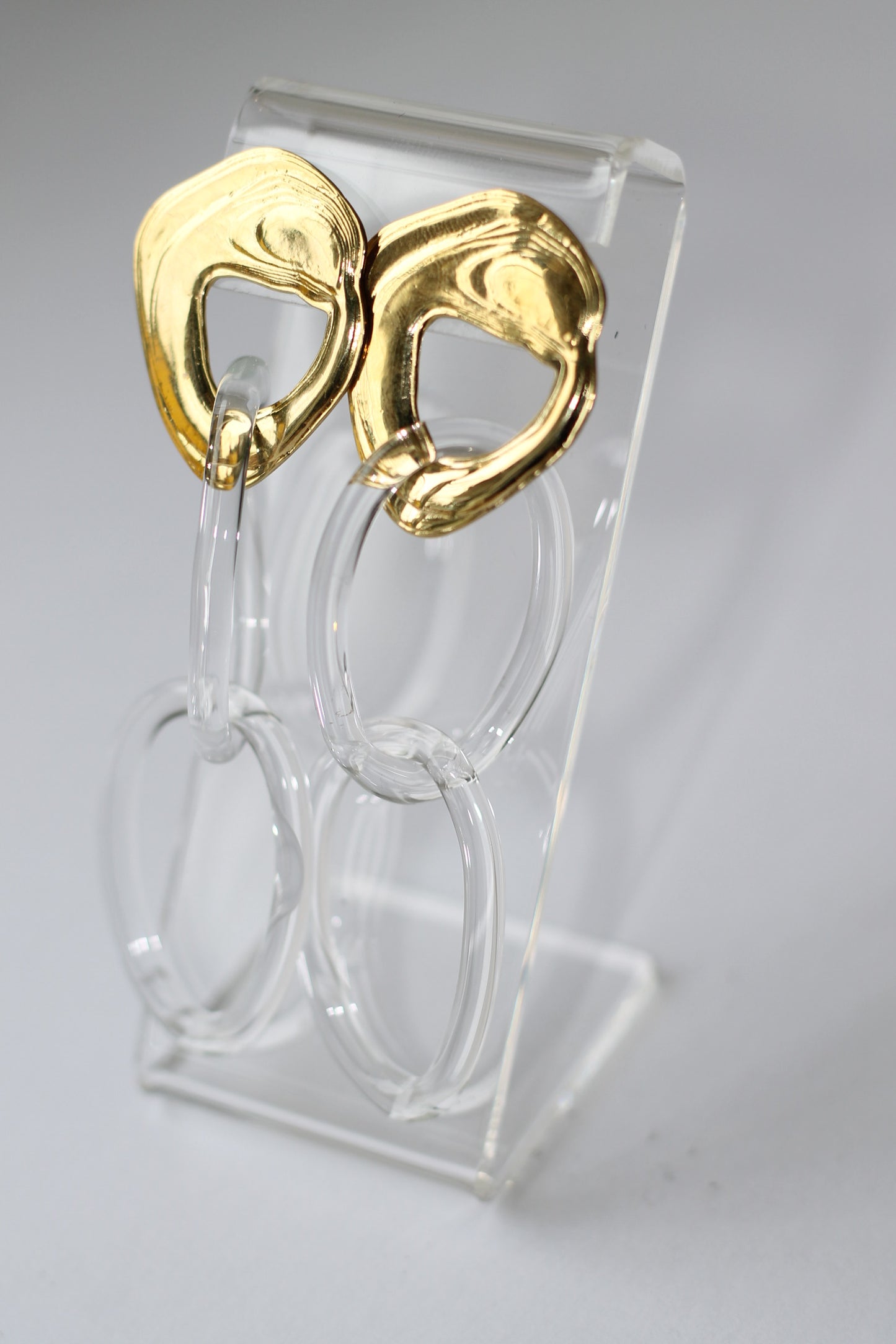 Glass Chain Hoops - Brass