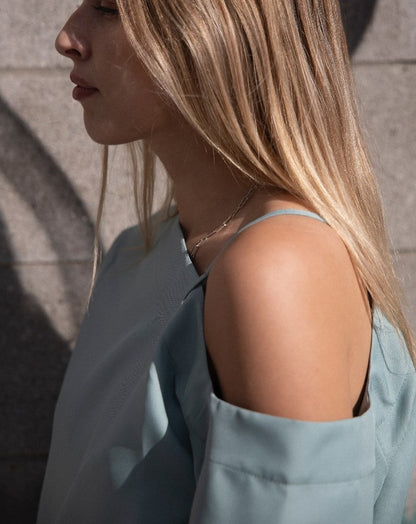 Laced Shoulder Top - Celadon