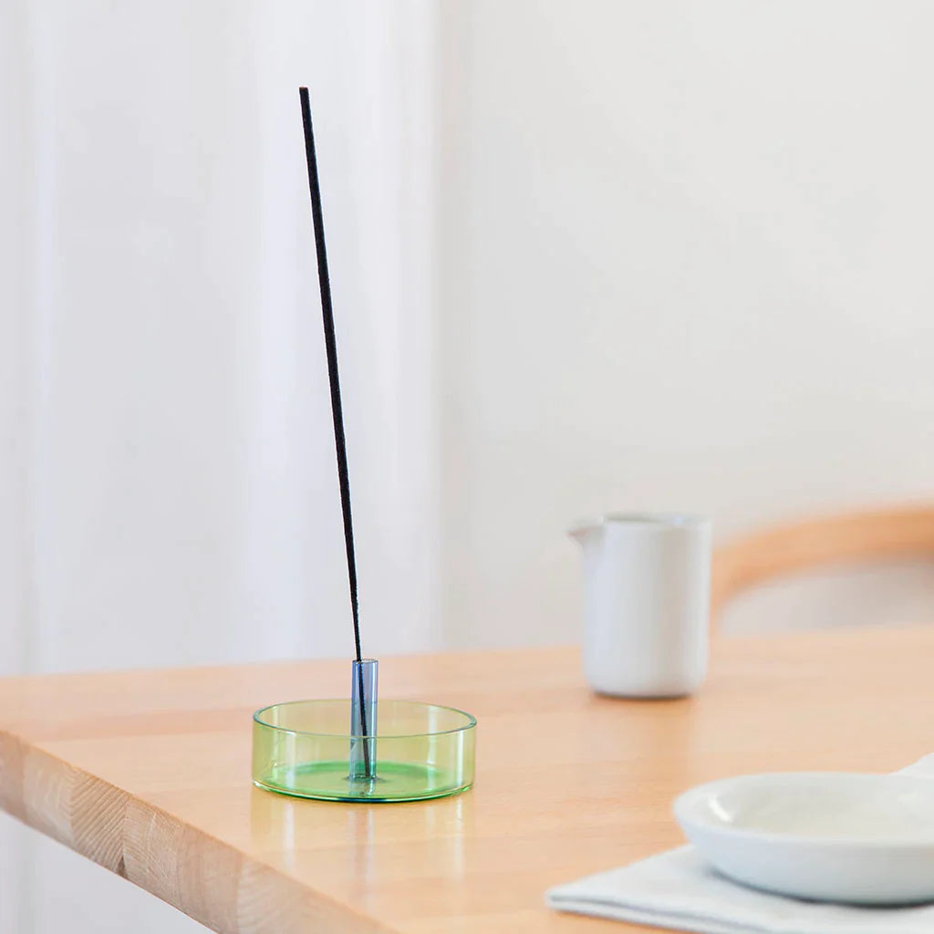 Duo Tone Glass Incense Holder – Green / Blue
