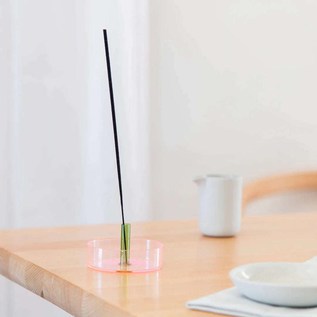 Duo Tone Glass Incense Holder – Pink / Green