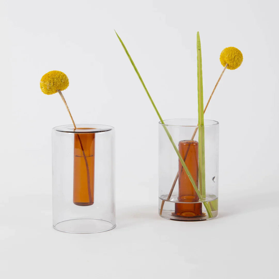 Small Reversible Glass Vase – Grey / Orange