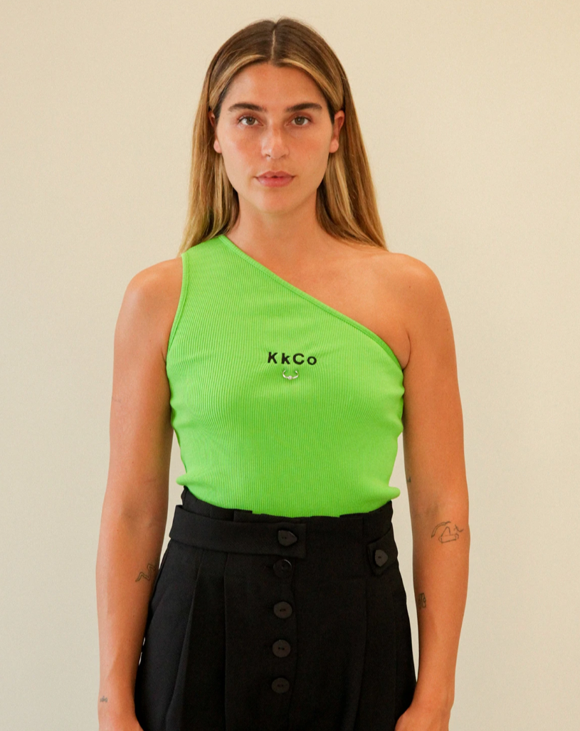 Asymmetrical Rib Tank - Lime