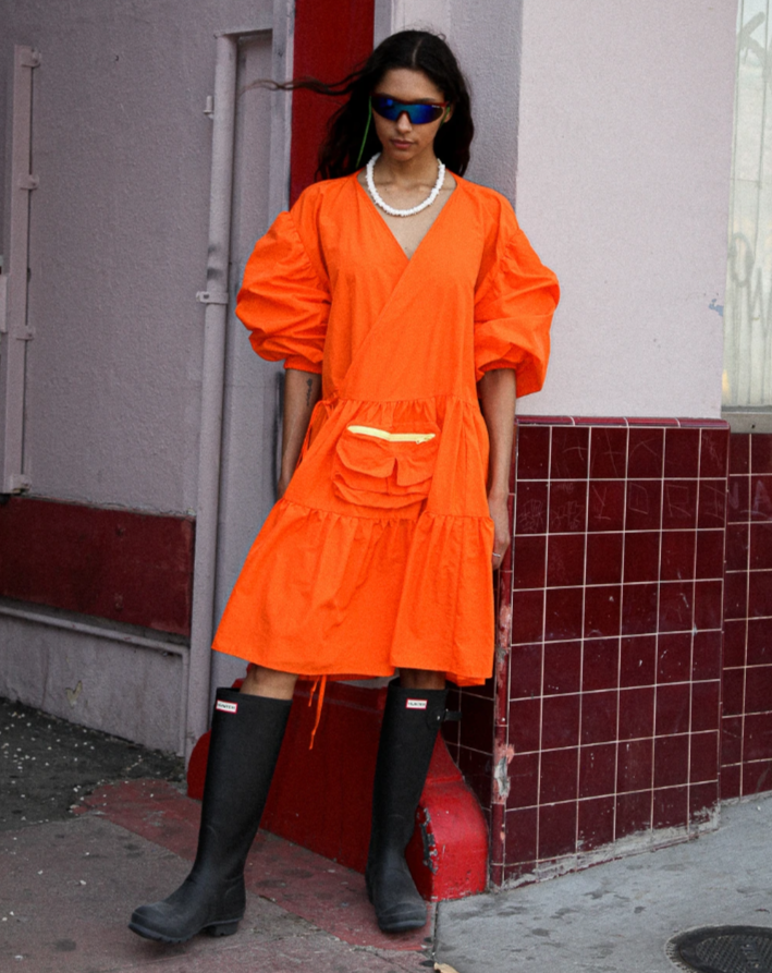 Utility Wrap Dress - Tangerine