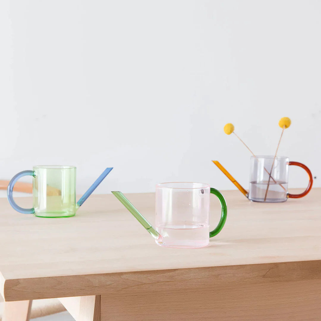 Glass Watering Can – Grey / Orange