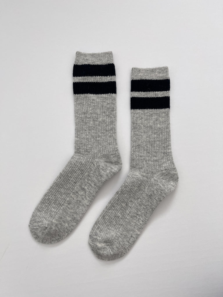 Grandpa Varsity Socks - Light Grey & Navy