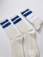 Grandpa Varsity Socks - White & Sugar Blue