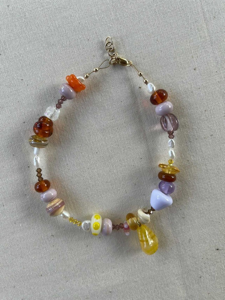 Sunny Glass Bead Anklet